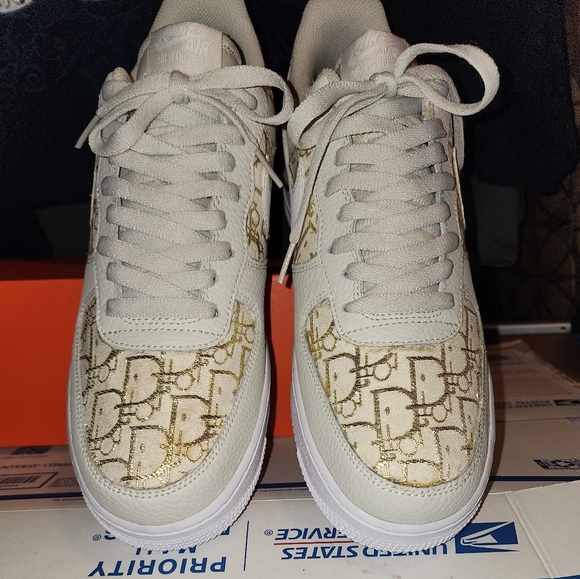 NWB, Custom Dior AF1'S 10.5, Bone & white. - Picture 1 of 7